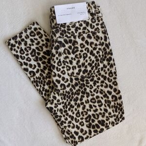 Frame Ali High Rise Ankle Length Jean Stretch Ultra Skinny Leopard Print 32 NWT